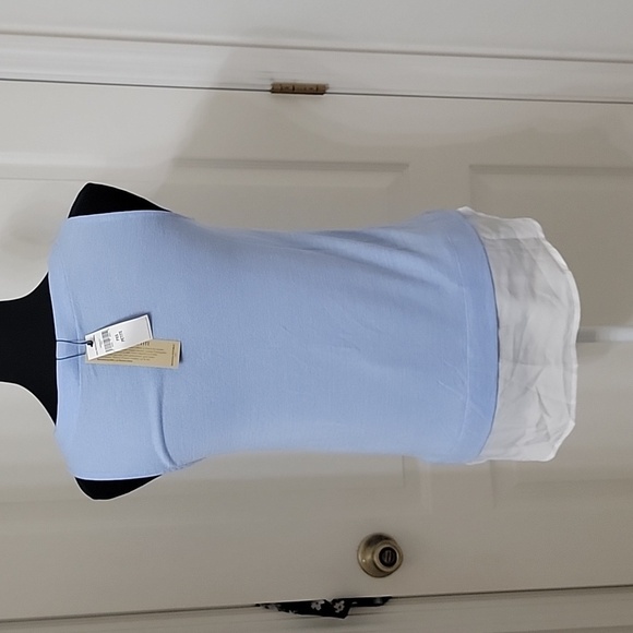 Banana Republic Size PXS Light Blue and White Layered-Look Sleeveless Top, NEW - Picture 3 of 10